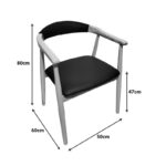 Πολυθρόνα Sandi pakoworld rubberwood σε φυσική απόχρωση με μαύρο pu μαξιλάρι 50x60x80εκ - Image 2