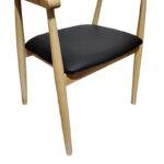 Πολυθρόνα Sandi pakoworld rubberwood σε φυσική απόχρωση με μαύρο pu μαξιλάρι 50x60x80εκ - Image 6