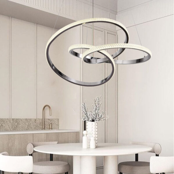 Inlight Κρεμαστό φωτιστικό LED 58W 3CCT (by switch on base) σε χρώμιο D:60cm (6092-A-Chrome) - Image 2