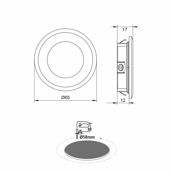 RECESSED WHITE ROUND LED SPOT 2W 3000K 155Lm 230V AC 100° Ra80 - Image 2