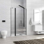 Καμπίνα από τοίχο σε τοίχο με διάφανο κρύσταλλο PANEX 600 ALTO Black KARAG 140x200cm