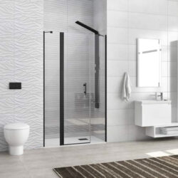 Καμπίνα από τοίχο σε τοίχο με διάφανο κρύσταλλο PANEX 600 ALTO Black KARAG 140x200cm