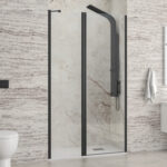 Καμπίνα από τοίχο σε τοίχο με διάφανο κρύσταλλο PANEX 400 ALTO Black KARAG 125x200cm