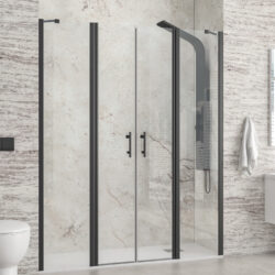 Καμπίνα από τοίχο σε τοίχο με διάφανο κρύσταλλο PANEX 700 Black KARAG 160x200cm