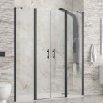 Καμπίνα από τοίχο σε τοίχο με διάφανο κρύσταλλο PANEX 700 Black KARAG 165x200cm