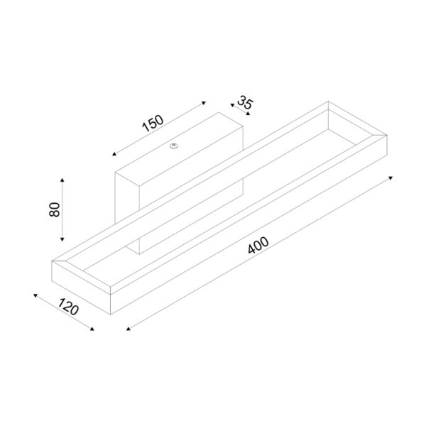 ^ΕΠΙΤΟΙΧΟ Φ/Σ LED 12W 3000K 780LM AELIA ΜΑΥΡΟ ΜΕΤ/ΚΟ IP20 40X12X8CM - Image 2