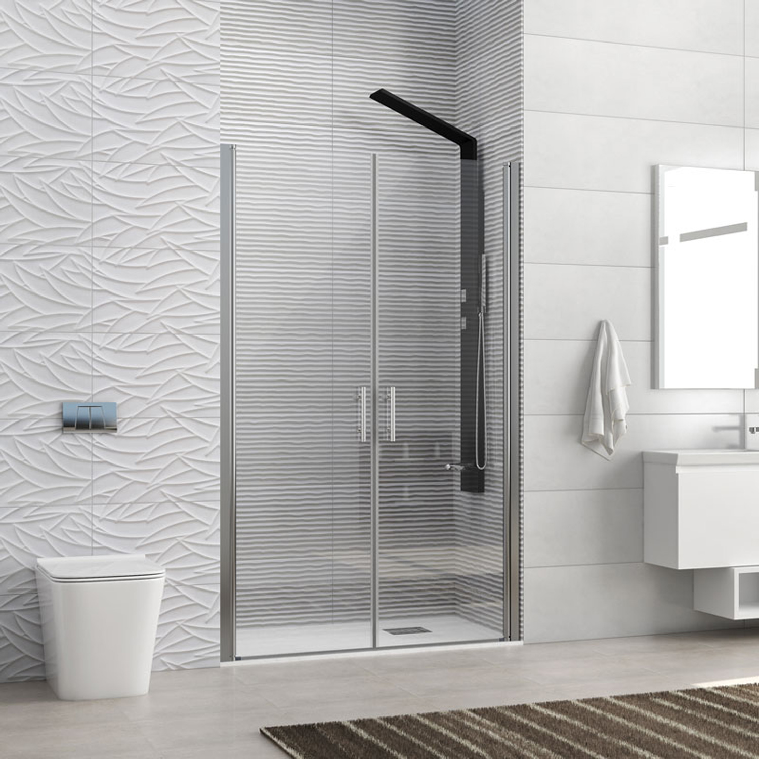 S28SH-150CC Καμπίνα από τοίχο σε τοίχο με διάφανο κρύσταλλο S 28 ALTO SALLON Cromo KARAG 150x200cm