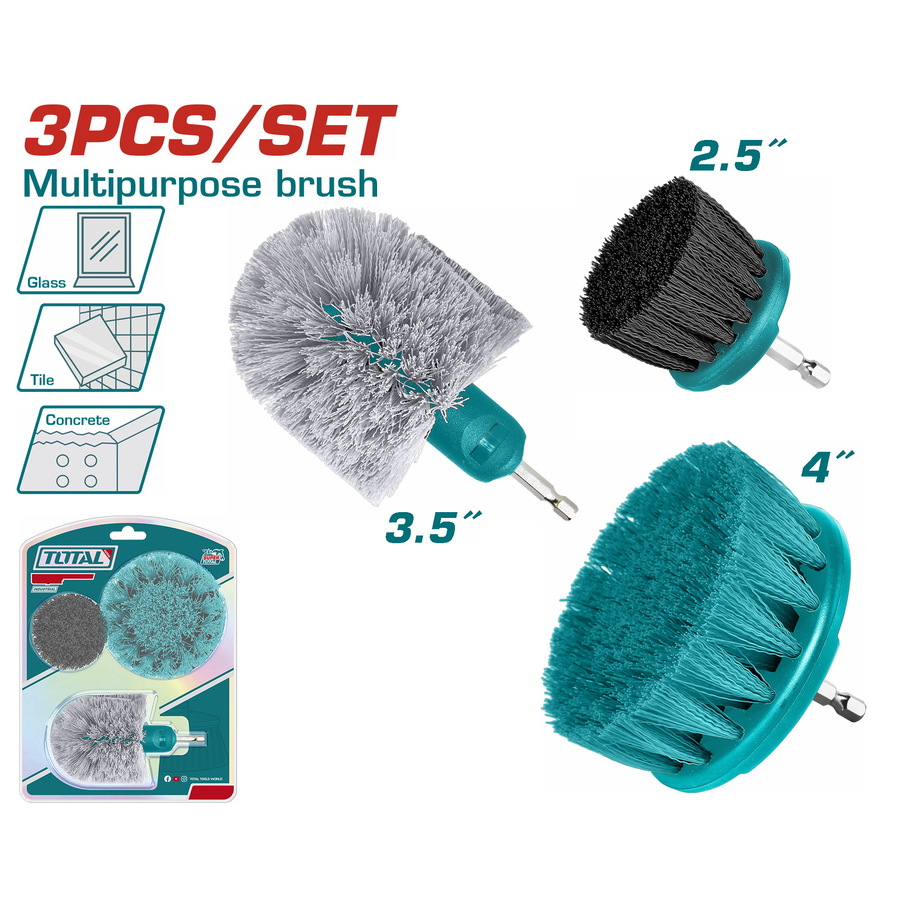 TACB0301 TOTAL ΕΠΑΓΓ. ΣΕΤ ΒΟΥΡΤΣΕΣ ΚΑΘΑΡΙΣΜΟΥ ΔΡΑΠΑΝΟΥ 1/4" 3ΤΕΜ (TACB0301)