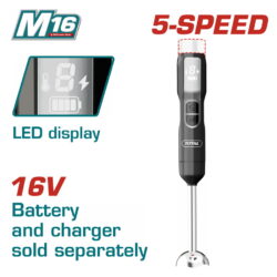 TOTAL ΜΠΛΕΝΤΕΡ ΧΕΙΡΟΣ ΜΠΑΤ.  Li-ion 16V ΧΩΡΙΣ ΜΠΑΤΑΡΙΑ & ΦΟΡΤΙΣΤΗ (TJB047K)