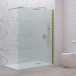 Σταθερό διαχωριστικό ντουζιέρας με flute κρύσταλλο WALKIN 1 Gold KARAG 100x200cm