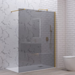 Σταθερό διαχωριστικό ντουζιέρας με fume κρύσταλλο WALKIN 1 Gold KARAG 90x200cm