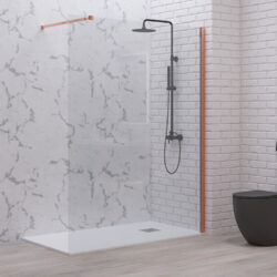 Σταθερό διαχωριστικό ντουζιέρας με διάφανο κρύσταλλο WALKIN 1 Rose Gold KARAG 90x200cm