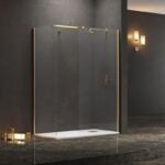 Σταθερά διαχωριστικά ντουζιέρας με διάφανο κρύσταλλο WALKIN 2 Gold KARAG 110x200cm