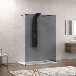 Σταθερό διαχωριστικό ντουζιέρας με fume κρύσταλλο WALKIN 3 Black KARAG 118x200cm