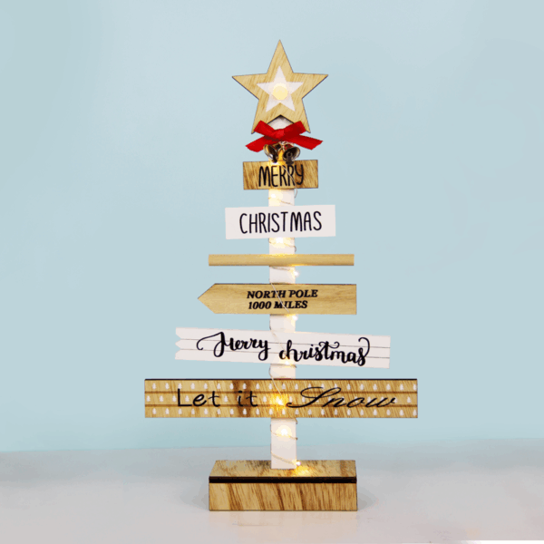 ^ "WOODEN CHRISTMAS TREE" 10 MINI LED WW Λ/ΚΙΑ ΜΠ/ΡΙΕΣ (2AA) IP20 22.5X5X38CM