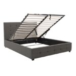 Κρεβάτι Roi pakoworld 160x200 ύφασμα ανθρακί + αποθηκευτικό χώρο - Image 3