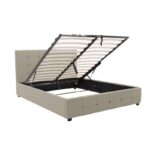 Κρεβάτι Roi pakoworld με αποθηκευτικό χώρο ύφασμα εκρού 160x200εκ - Image 3