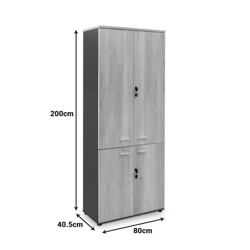 069-000020-5 Ντουλάπα γραφείου επαγγελματική Lotus pakoworld χρώμα φυσικό - ανθρακί 80x40,5x200εκ - Image 6