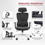 Καρέκλα γραφείου διευθυντή Aish pakoworld mesh ύφασμα μαύρο 64x66x130εκ - Image 2