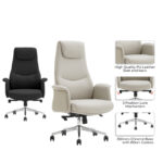 Καρέκλα γραφείου διευθυντή Rekter pakoworld PU σε μπεζ απόχρωση 77x65x119-127εκ - Image 2