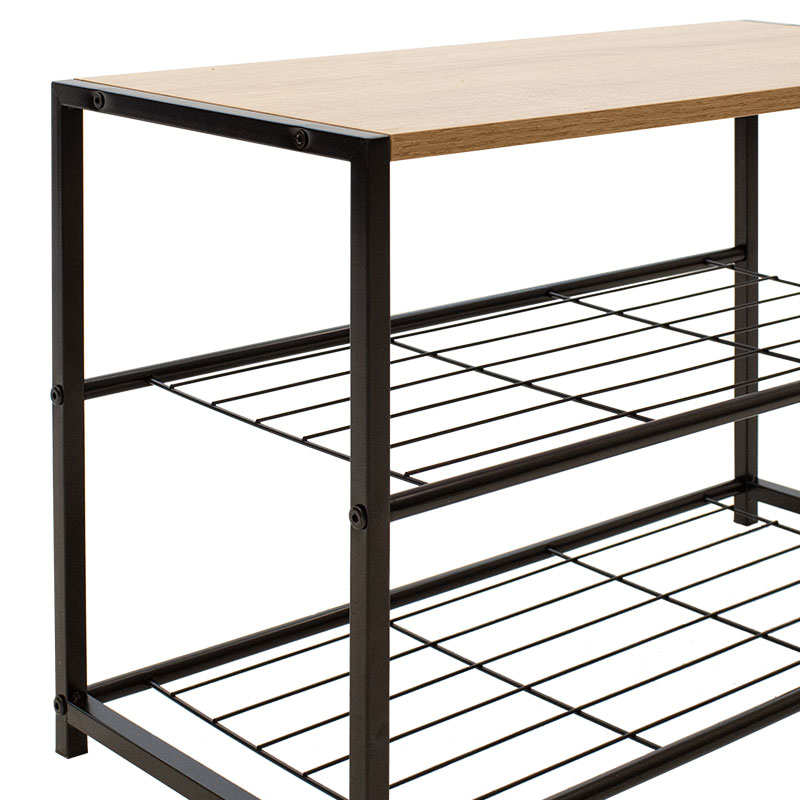 085-000010-3 Παπουτσοθήκη Ramon pakoworld 6 ζευγών φυσικό-μαύρο 63x30x43εκ - Image 4