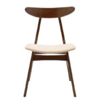 Καρέκλα Orlean pakoworld μπεζ ύφασμα-rubberwood καρυδί πόδι - Image 4