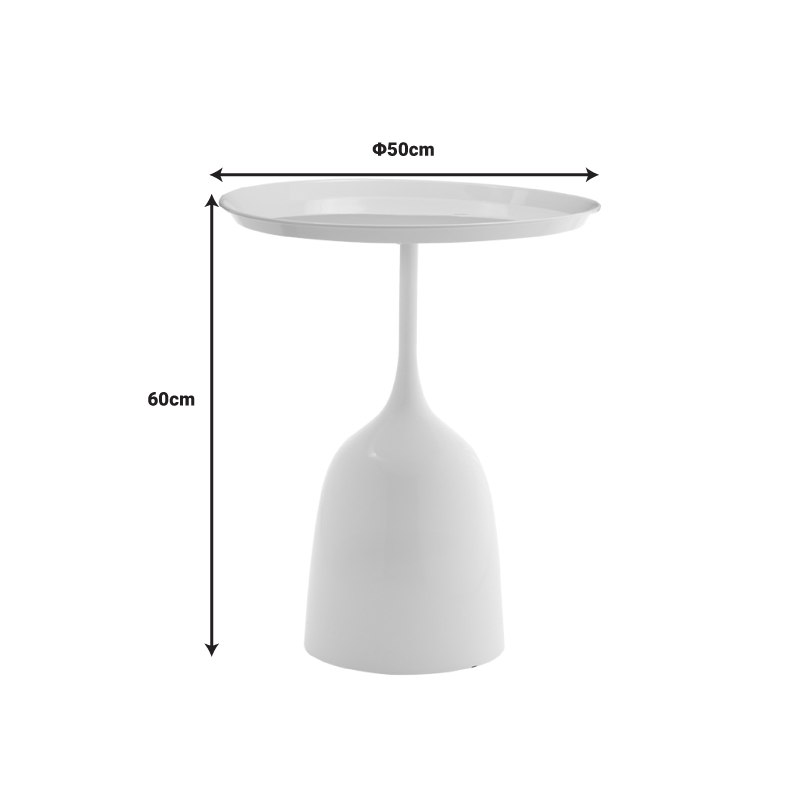 101-000100-3 Βοηθητικό τραπέζι Agrile Inart λευκό μέταλλο Φ50x60εκ - Image 4