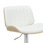 Σκαμπό μπαρ Fern pakoworld πτυσσόμενο PU λευκό plywood φυσικό-μέταλλο χρωμίου 48x50x88/108εκ - Image 5