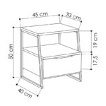 Κομοδίνο Johana pakoworld μαύρο-εκρού 45x40x50εκ - Image 4