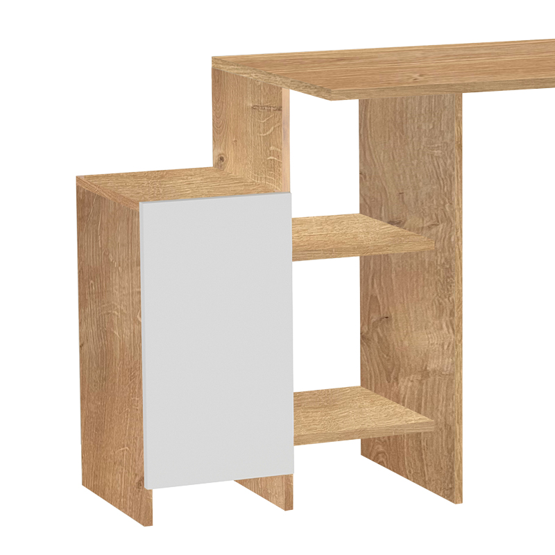 120-000502-1 Γραφείο με ραφιέρα Kely pakoworld σε φυσική-λευκή απόχρωση 113x55x74εκ - Image 2