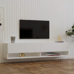 Έπιπλο τηλεόρασης επιτοίχιο Melosa pakoworld σε λευκή απόχρωση 141x30x31εκ - Image 2