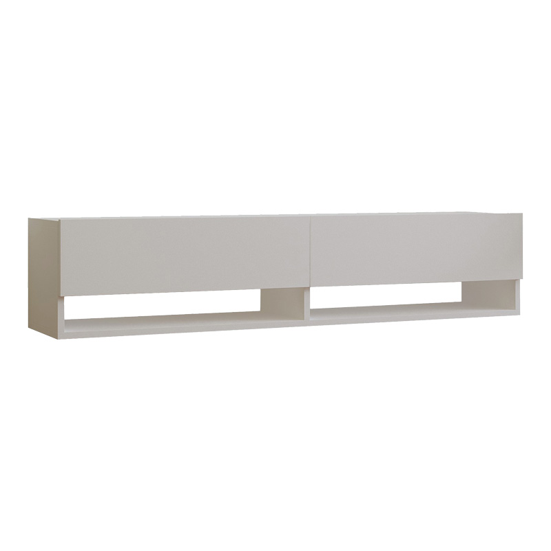 120-000528 Έπιπλο τηλεόρασης επιτοίχιο Melosa pakoworld σε λευκή απόχρωση 141x30x31εκ
