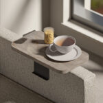 Βοηθητικό τραπεζάκι Linea I pakoworld σε ανθρακί όψη μαρμάρου  με μαύρα μεταλλικά πόδια 20x35x10εκ - Image 2