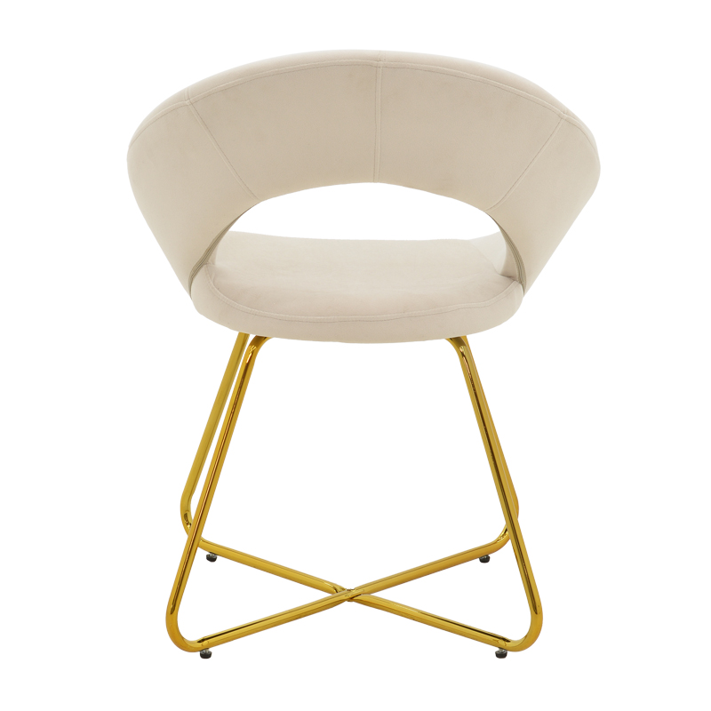 127-000168-4 Καρέκλα Valentina pakoworld μπεζ βελούδο-χρυσό πόδι 65x60x82εκ - Image 5