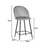 Σκαμπό μπαρ μεσαίου ύψους Perch pakoworld βελούδο σε μαύρη απόχρωση με μαύρα μεταλλικά πόδια 50x43x99εκ - Image 7