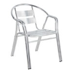 Tραπεζαρία Zircu-Lazo pakoworld σετ 3τεμ χρωμίου αλουμίνιο Φ60x70εκ - Image 2