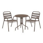 Τραπεζαρία Vergo-Sussie pakoworld σετ 3 τεμ καφέ μέταλλο Φ60x70εκ