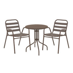 Τραπεζαρία Vergo-Sussie pakoworld σετ 3 τεμ καφέ μέταλλο Φ60x70εκ