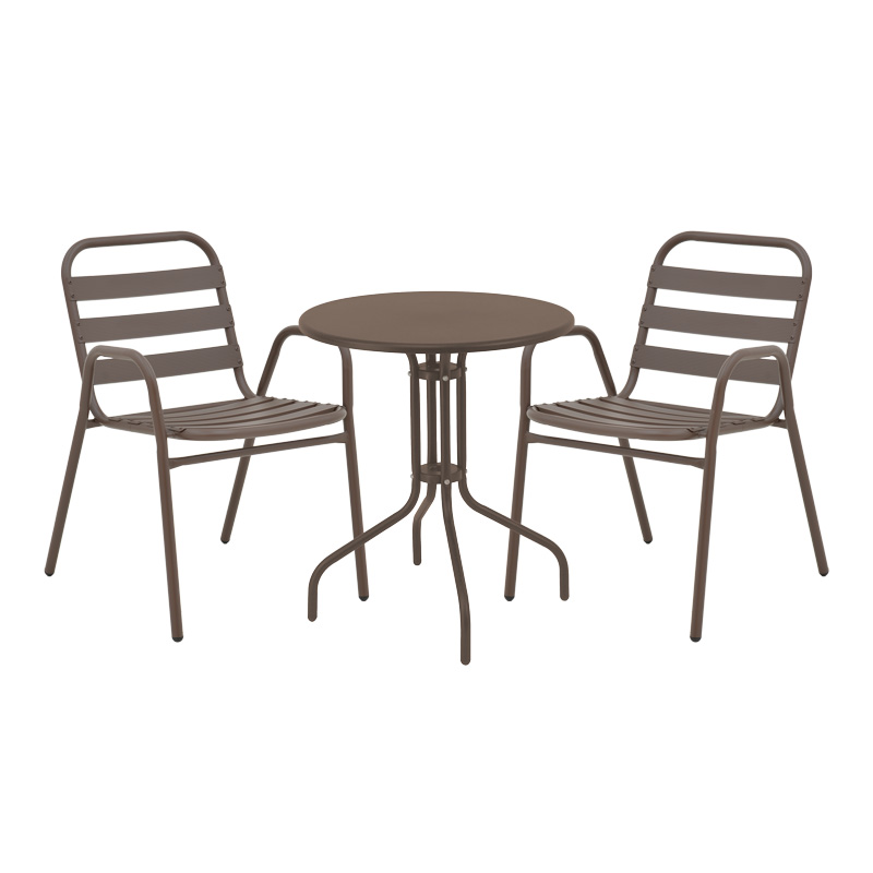 130-000145 Τραπεζαρία Vergo-Sussie pakoworld σετ 3 τεμ καφέ μέταλλο Φ60x70εκ