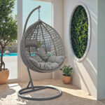 Κούνια Zafer pakoworld κρεμαστή μέταλλο-pp-μαξιλάρι γκρι 106x103x200εκ - Image 2