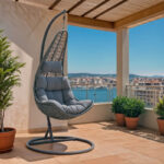 Κούνια Soleil pakoworld κρεμαστή μέταλλο-pp-μαξιλάρι γκρι 103x83x200εκ - Image 2