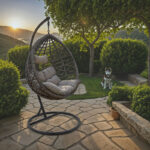 Κούνια Hudson pakoworld κρεμαστή μέταλλο-pp-μαξιλάρι γκρι 109x119x195εκ - Image 2