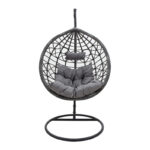 Κούνια Hudson pakoworld κρεμαστή μέταλλο-pp-μαξιλάρι γκρι 109x119x195εκ - Image 4