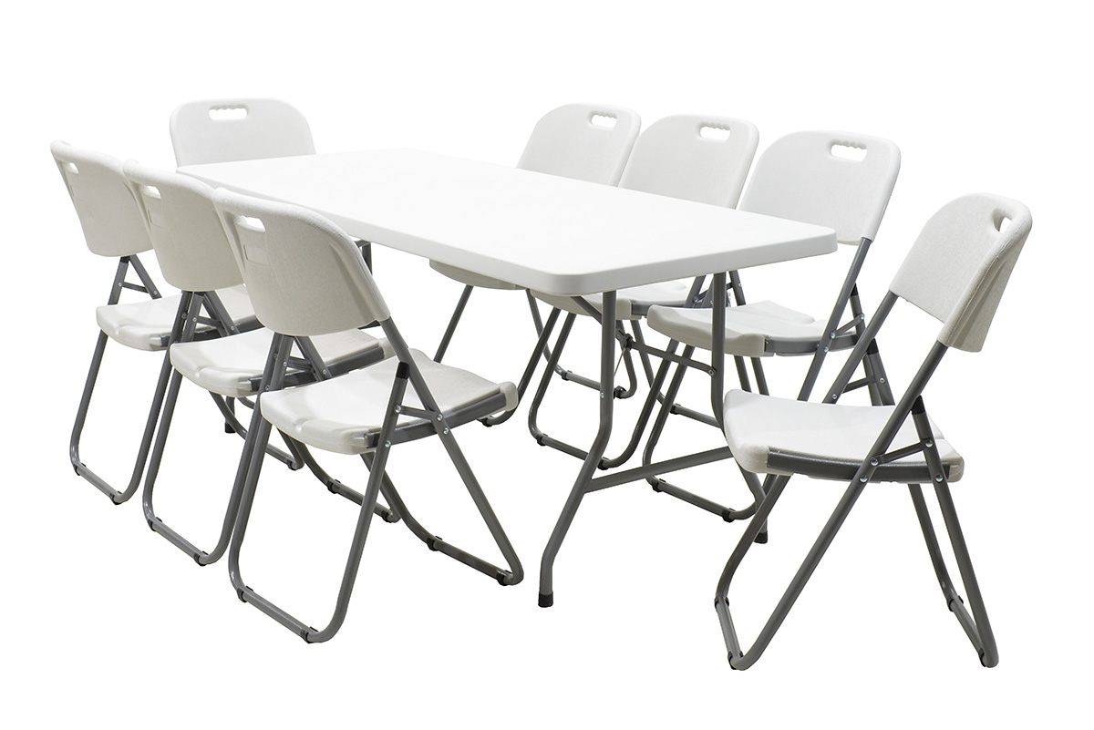 142-000001-8 Τραπέζι catering-συνεδρίου Aprilia pakoworld λευκό μονοκόμματη επιφάνεια 183x76x74εκ - Image 9