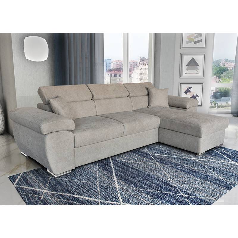 166-000007-2 Γωνιακός καναπές-κρεβάτι αναστρέψιμος Comy pakoworld μπεζ-καφέ 286x160x75-90εκ - Image 3