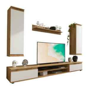 Σύνθετο σαλονιού Sandro pakoworld καρυδί-λευκό 175x37x160εκ