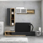 Σύνθετο σαλονιού Calvados pakoworld σε oak-ανθρακί απόχρωση