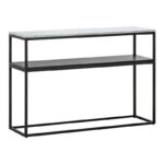 Κονσόλα Castel I pakoworld σε λευκή όψη μαρμάρου - μαύρο μέταλλο 120x35x80εκ
