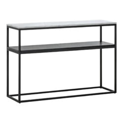 Κονσόλα Castel I pakoworld σε λευκή όψη μαρμάρου - μαύρο μέταλλο 120x35x80εκ