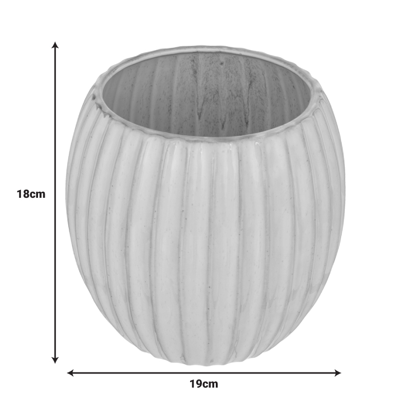 199-000633-1 Βάζο Ferdan pakoworld κεραμικό σε λευκή-μπεζ απόχρωση Φ19x18εκ - Image 2